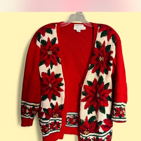 Talbots Red and Cream Cardigan Sweater - Picture 1 of 3